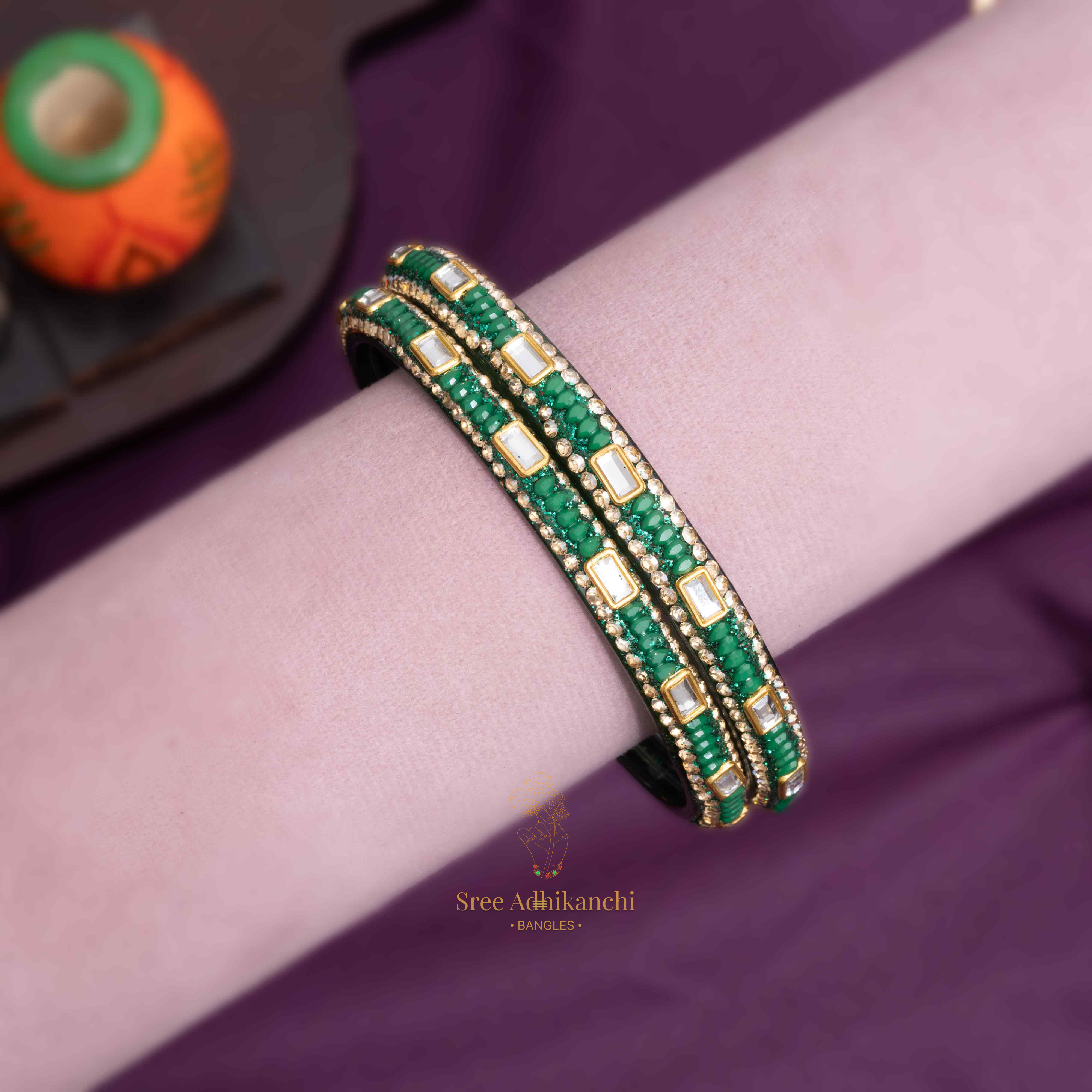 Border Glass Bangles - Beads