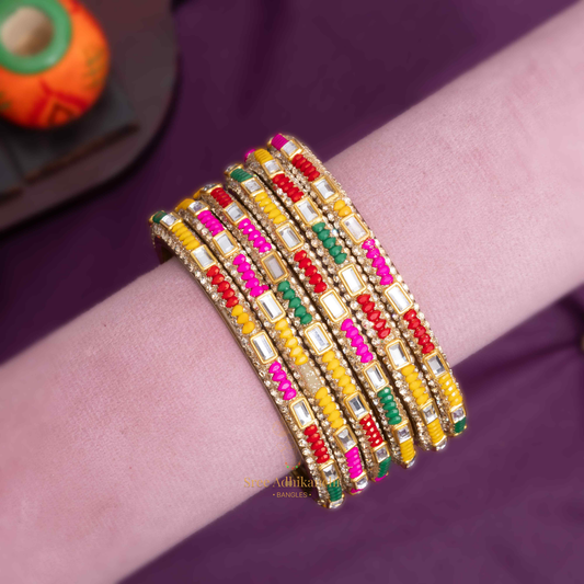 Border Glass Bangles - Beads