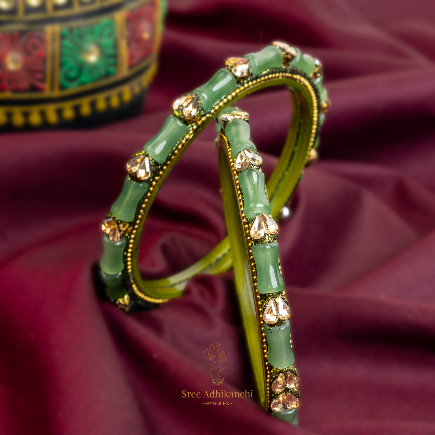 Heart Kundan Bangles - 2pc set