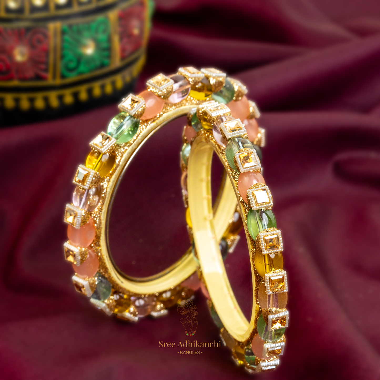 Kada Kundan Bangles - 2pc set
