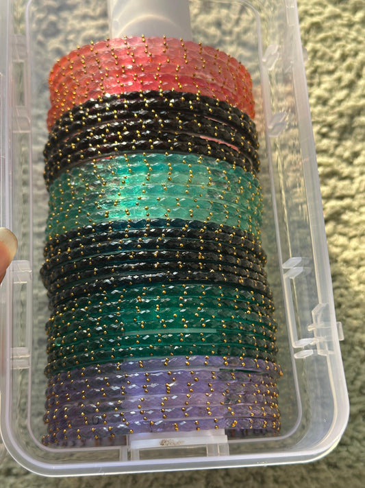 Plus Size - Premium Raindrop Bangles Combo - 5 Colors - Each colour half dozen