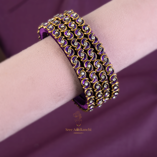 Silk Thread Border Bangles - 4pc