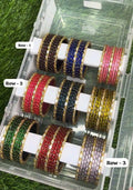 Silky Raindrop with Kundan Glass Bangles Combo