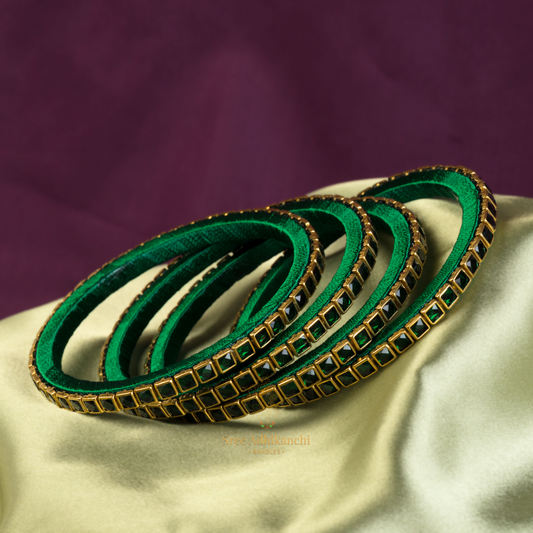 Silk Thread Border Bangles - 4pc