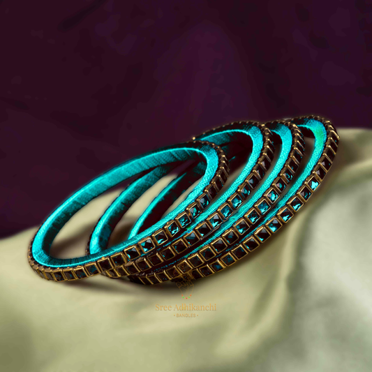 Silk Thread Border Bangles - 4pc