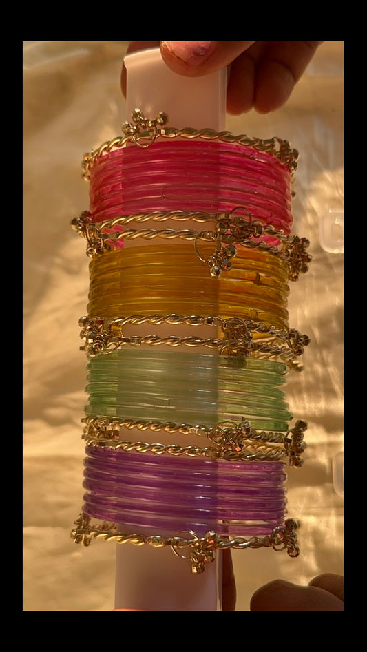 Combo 26 - Ghungroo with Premium Plain Bangles