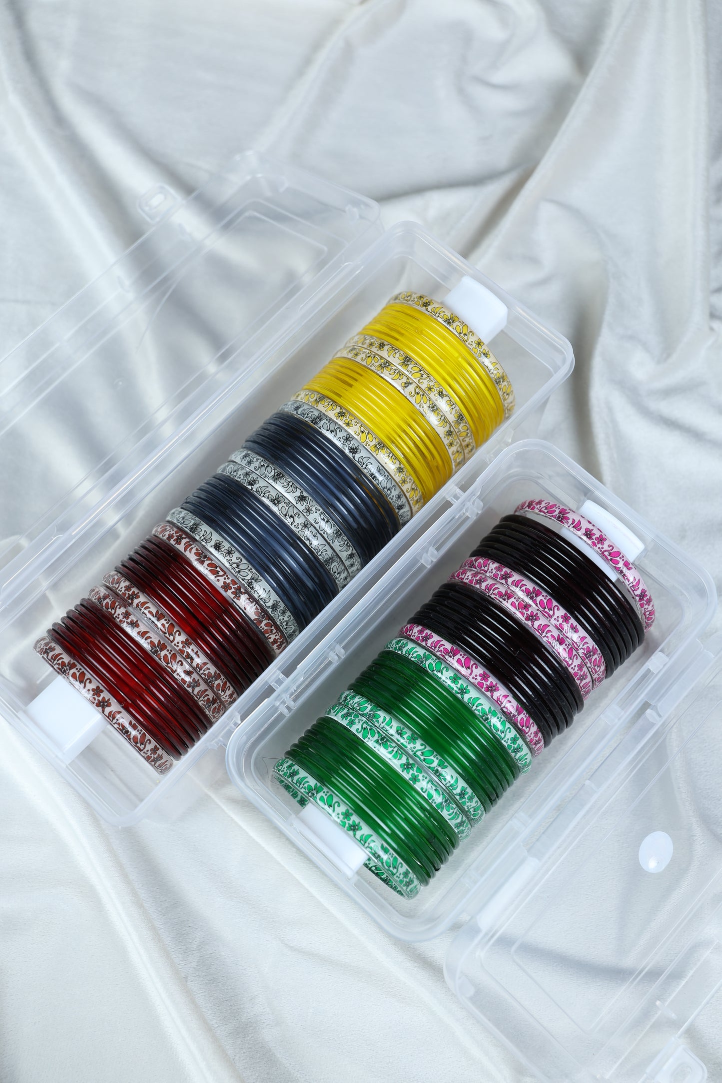 Summer Combo - Hand Painted Kada with Plain Bangles