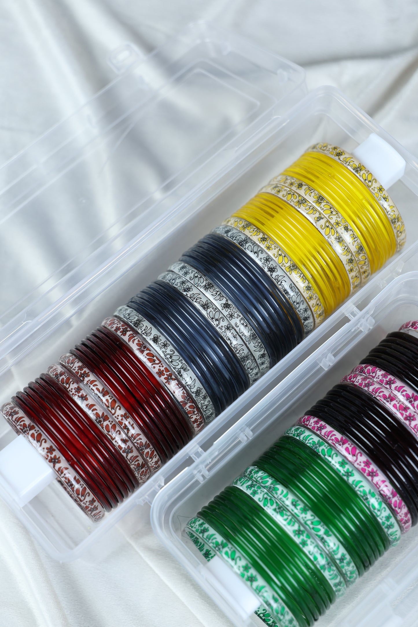 Summer Combo - Hand Painted Kada with Plain Bangles