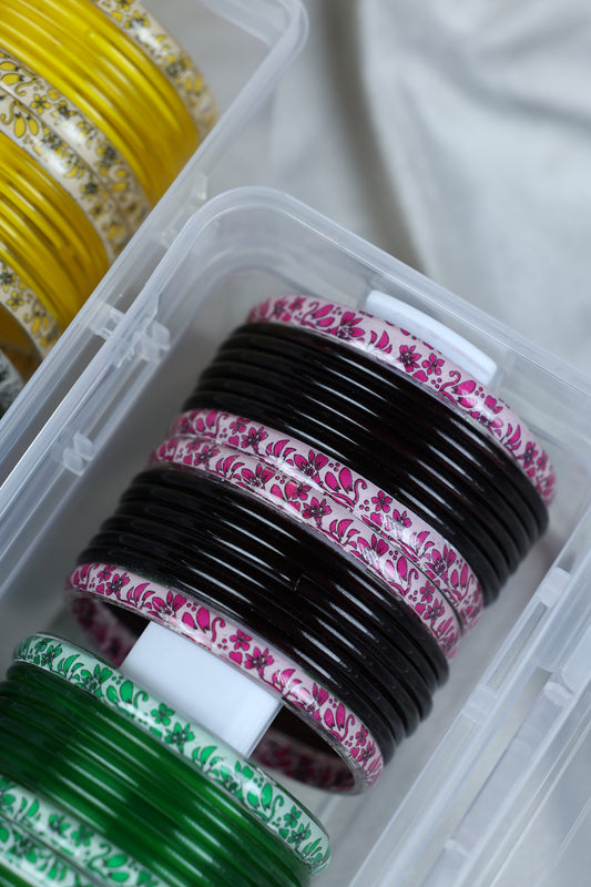 Summer Combo - Hand Painted Kada with Plain Bangles