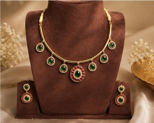 Diamond Inspired - Ruby & Emerald Short Haram