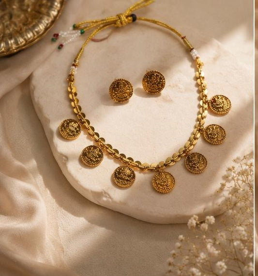 Reversible Chain - Lakshmi Coin and Flower Design