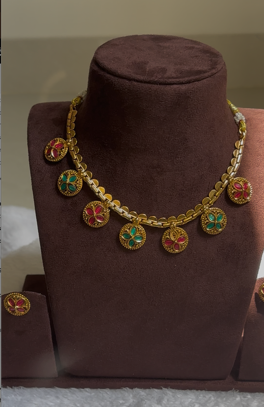 Reversible Chain - Lakshmi Coin and Flower Design