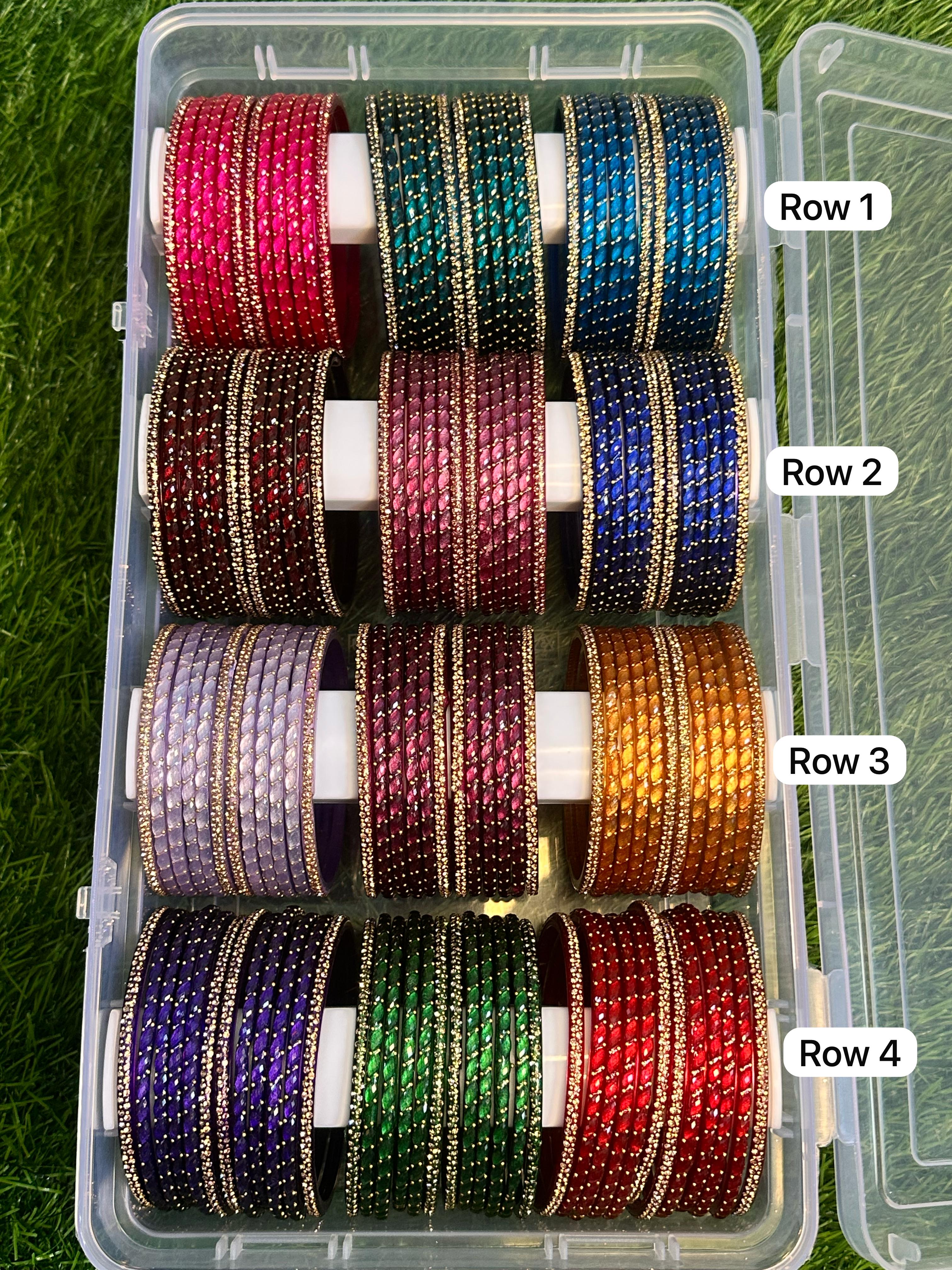 Plus Size -Silky Raindrop with Border Bangles Combo